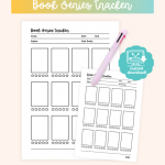 Book series tracker with boxes for individual books and star ratings to track reading progress