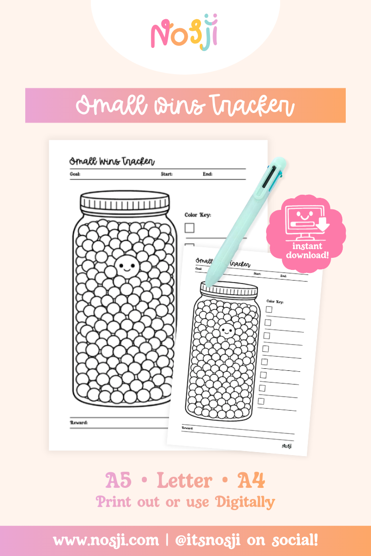 Small wins tracker printable with mason jar design and circles to color in for habit tracking