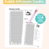 Bubble depression tracker printable with circular daily markers, month-labeled columns, and a depression level key on the side.