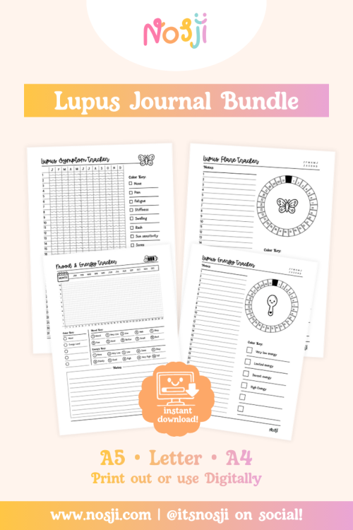 Lupus Journal Bundle Lupus journal bundle with symptom, flare, energy, and mood tracking pages for chronic illness management