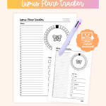 Lupus flare tracker with butterfly circular diagram and color-coded severity levels for monthly tracking