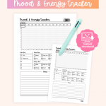 Mood and energy tracker with yearly graph grid and separate color-coded keys for tracking daily levels